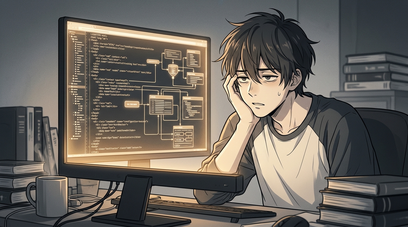 複雑なコードと困惑する人